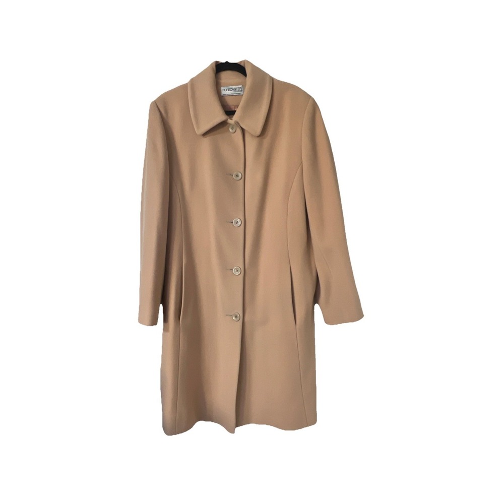 Forecaster of Boston Long Tan Beige Lambs Wool Coat size 16 Preppy